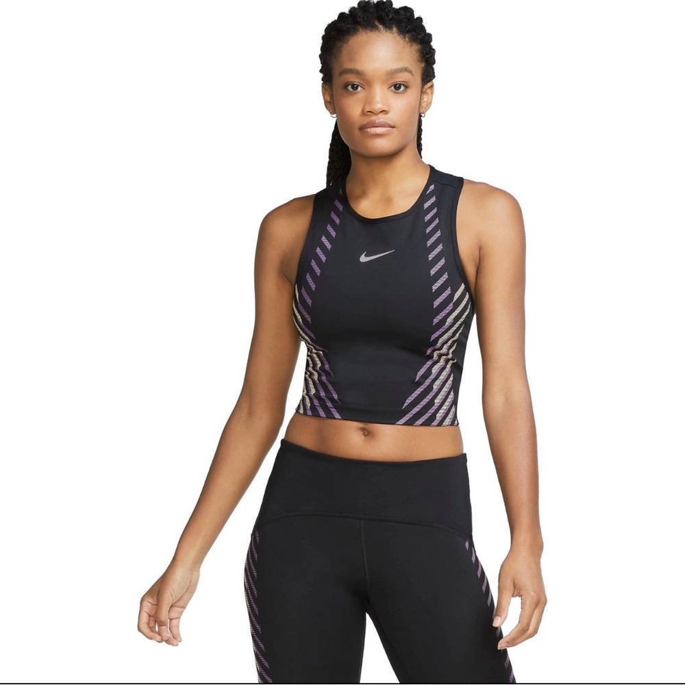 Nike Runway GX Top Black & Reflective Silver Active Wear Sport  Size XS